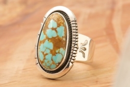Native American Sterling Silver Number 8 Mine Turquoise Ring